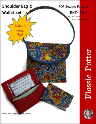 Flossie Potter 18 Inch Historical Shoulder Bag & Wallet Set 18" Doll Accessories larougetdelisle
