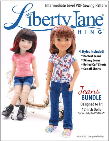Liberty Jane Siblies Jeans Bundle Pattern For 12" Siblies Dolls larougetdelisle