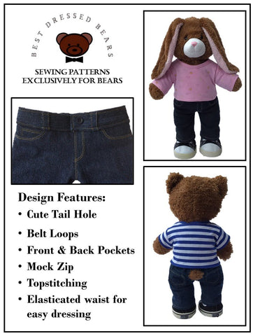 Best Dressed Bears Build-A-Bear Montana Jeans Pattern for Build-A-Bear Dolls larougetdelisle