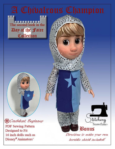 Stitchery By Snowflake Disney Animator A Chivalrous Champion 16" Doll Clothes Pattern for Disney Animators' Dolls larougetdelisle