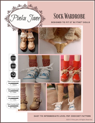Pinku Jane Blythe/Pullip Sock Wardrobe Crochet Pattern For 12" Blythe Dolls larougetdelisle
