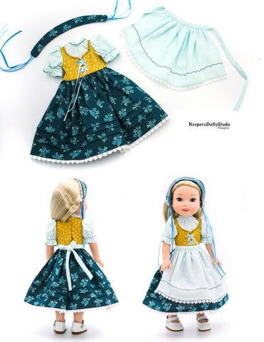 Keepers Dolly Duds larougetdelisle WellieWishers Spring Dirndl 14.5" Doll Clothes Pattern larougetdelisle