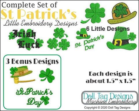 Doll Tag Clothing Machine Embroidery Design Saint Patrick's Little Machine Embroidery Designs larougetdelisle