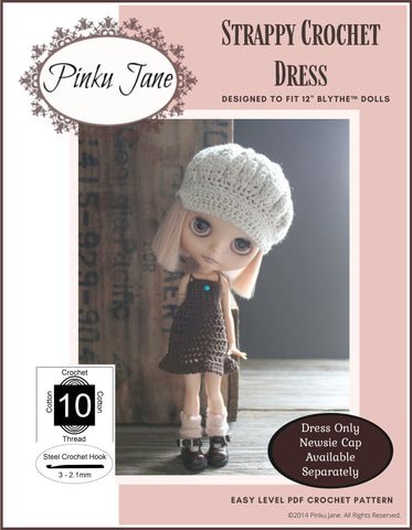 Pinku Jane Blythe/Pullip Strappy Crochet Dress Pattern For 12" Blythe Dolls larougetdelisle