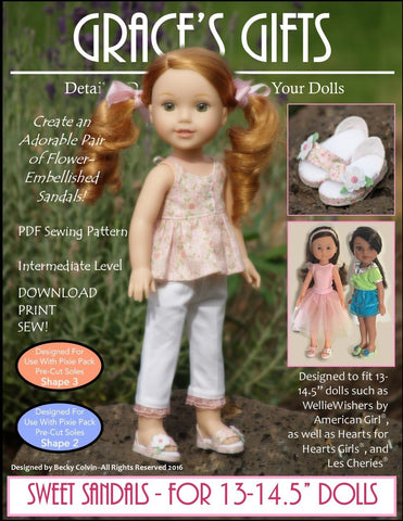 Grace's Gifts WellieWishers Sweet Sandals for 13-14.5" Dolls larougetdelisle