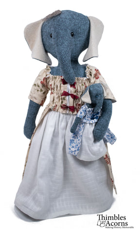 Thimbles and Acorns Cloth doll Elephant Doll 18" Cloth Doll Pattern larougetdelisle