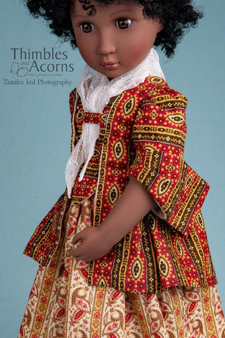 Thimbles and Acorns A Girl For All Time Sacque Back Gown and Pet en l'ier Jacket For AGAT Dolls larougetdelisle