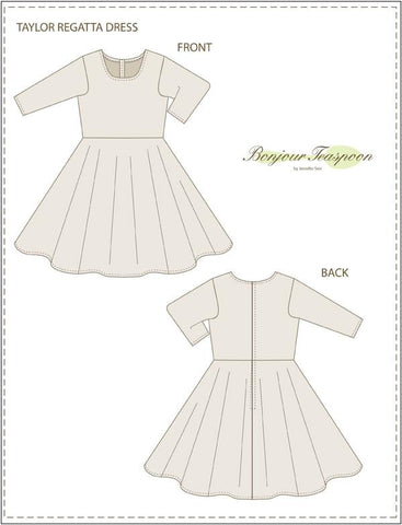 Bonjour Teaspoon Girls Taylor Regatta Dress for Girls and Dolls Bundle Pattern larougetdelisle
