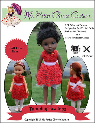 Mon Petite Cherie Couture H4H/Les Cheries Tumbling Scallops 13-14" Doll Clothes Crochet Pattern larougetdelisle