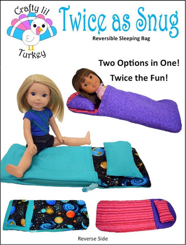 Crafty Lil Turkey WellieWishers Twice As Snug Reversible Sleeping Bag 14-15" Doll Accessory Pattern larougetdelisle