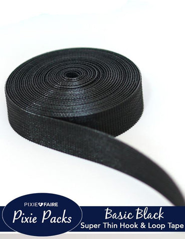 larougetdelisle Pixie Packs Pixie Packs 1/2" Wide Super Thin Velcro® Brand Tape - Basic Black larougetdelisle