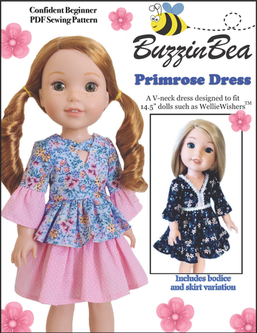 BuzzinBea WellieWishers Primrose Dress 14.5" Doll Clothes Pattern larougetdelisle