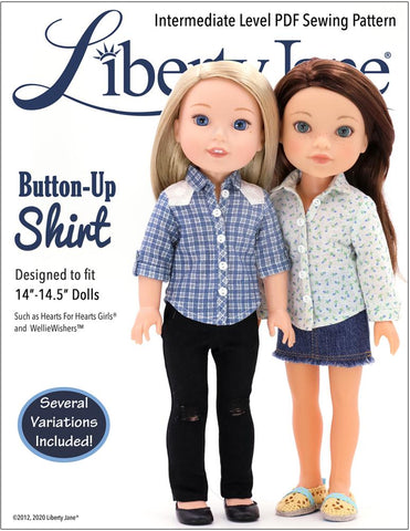 Liberty Jane WellieWishers Button Up Shirt 14 - 14.5 inch Doll Clothes Pattern larougetdelisle