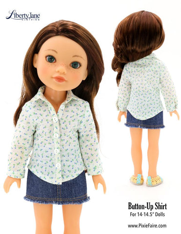 Liberty Jane WellieWishers Button Up Shirt 14 - 14.5 inch Doll Clothes Pattern larougetdelisle