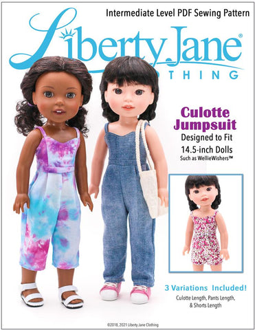 Liberty Jane WellieWishers Culotte Jumpsuit Pattern for 14.5" WellieWishers Dolls larougetdelisle