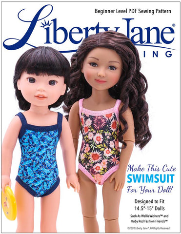 Liberty Jane WellieWishers FREE Swimsuit 14.5"-15" Doll Clothes Pattern larougetdelisle