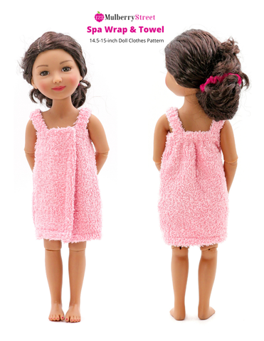 123 Mulberry Street Ruby Red Fashion Friends Spa Wrap & Towel 14.5-15" Doll Clothes Pattern larougetdelisle