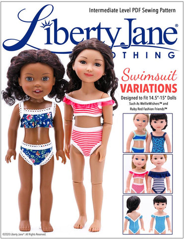 Liberty Jane WellieWishers Swimsuit Variations 14.5" -15" Doll Clothes Pattern larougetdelisle