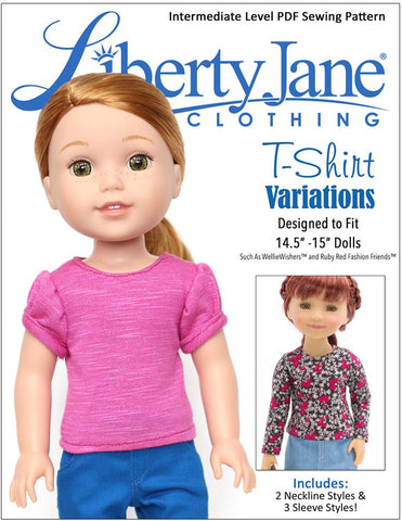 Liberty Jane WellieWishers T-Shirt Variations 14.5 -15 Inch Doll Clothes Pattern larougetdelisle