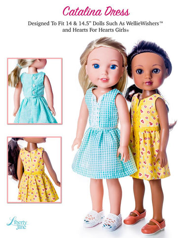 Liberty Jane WellieWishers Catalina Dress and Top 14 - 14.5 inch Doll Clothes Pattern larougetdelisle