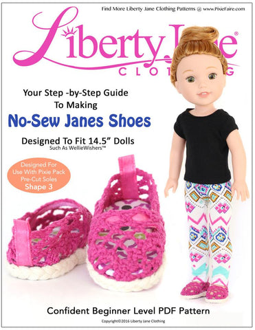 Liberty Jane WellieWishers No Sew Janes Shoes 14.5 Inch Doll Shoe Pattern larougetdelisle