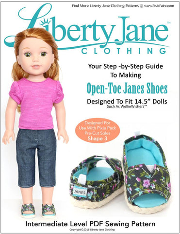 Liberty Jane WellieWishers Open-Toe JANES 14.5 Inch Doll Shoe Pattern larougetdelisle