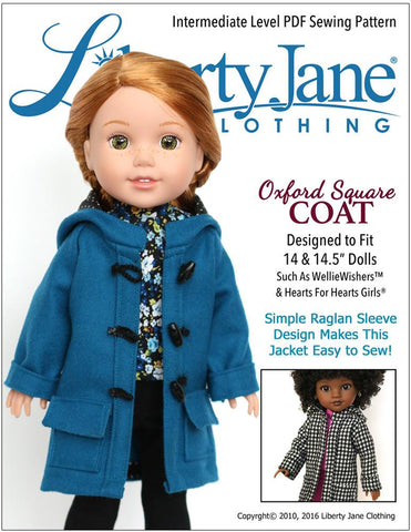 Liberty Jane WellieWishers Oxford Square Coat 14 - 14.5 Inch Doll Clothes Pattern larougetdelisle