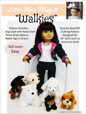 Little Miss Muffett 18 Inch Modern "Walkies" Dog Lead 18" Doll Pet Accessory Pattern larougetdelisle
