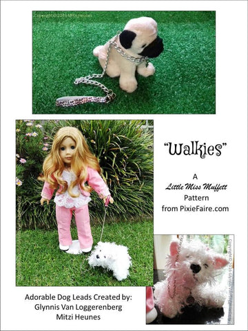 Little Miss Muffett 18 Inch Modern "Walkies" Dog Lead 18" Doll Pet Accessory Pattern larougetdelisle