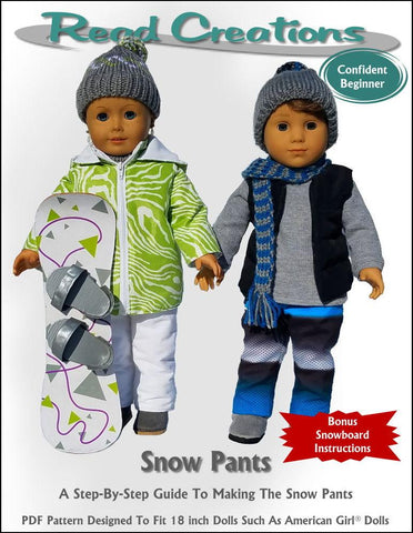 Read Creations 18 Inch Modern Snow Pants 18" Doll Clothes Pattern larougetdelisle