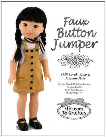 Forever 18 Inches WellieWishers Faux Button Jumper 13-14.5" Doll Clothes Pattern larougetdelisle