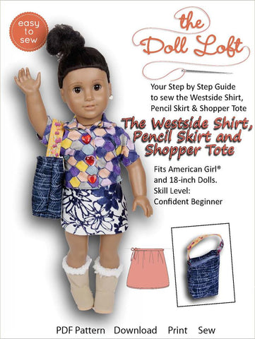 The Doll Loft 18 Inch Modern Westside Shirts and Skirt Pattern 18" Doll Clothes Pattern larougetdelisle
