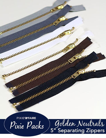 larougetdelisle Pixie Packs Pixie Packs 5" Separating Zippers - Golden Neutrals larougetdelisle