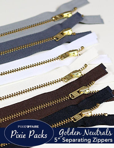 larougetdelisle Pixie Packs Pixie Packs 5" Separating Zippers - Golden Neutrals larougetdelisle