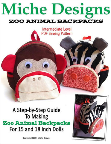 Miche Designs 18 Inch Modern Zoo Animal Backpacks 18" Doll Accessories larougetdelisle