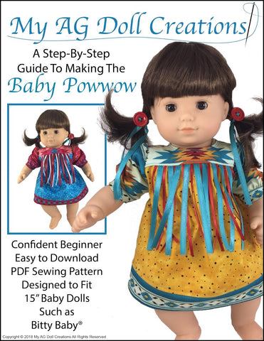 My AG Doll Creations Bitty Baby/Twin Baby Powwow 15" Baby Doll Clothes Pattern larougetdelisle