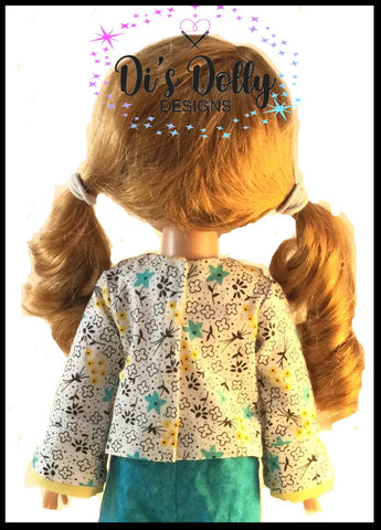 Di's Dolly Designs WellieWishers Bow Beautiful Blouse 14-15" Doll Clothes Pattern larougetdelisle