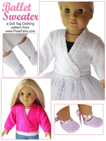 Doll Tag Clothing Knitting Ballet Sweater 18" Doll Knitting Pattern larougetdelisle