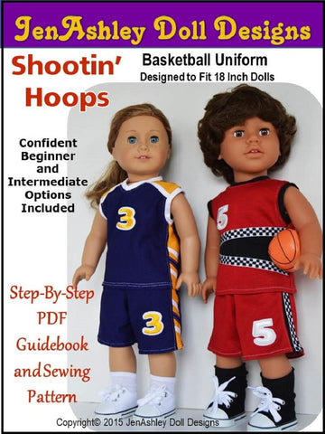 Jen Ashley Doll Designs 18 Inch Modern Shootin' Hoops Basketball Uniform 18" Doll Clothes Pattern larougetdelisle
