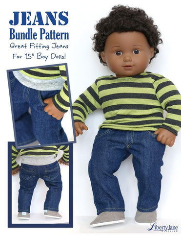 Liberty Jane Bitty Baby/Twin Jeans Bundle 15" Baby Doll Clothes Pattern larougetdelisle