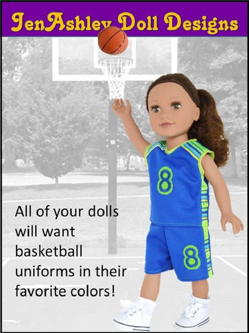 Jen Ashley Doll Designs 18 Inch Modern Shootin' Hoops Basketball Uniform 18" Doll Clothes Pattern larougetdelisle