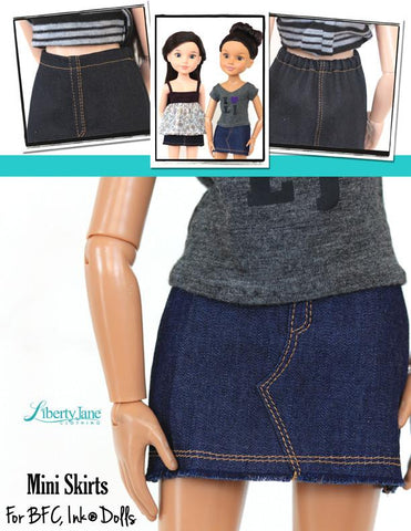 Liberty Jane BFC Ink Mini Skirt Pattern for BFC, Ink Dolls larougetdelisle
