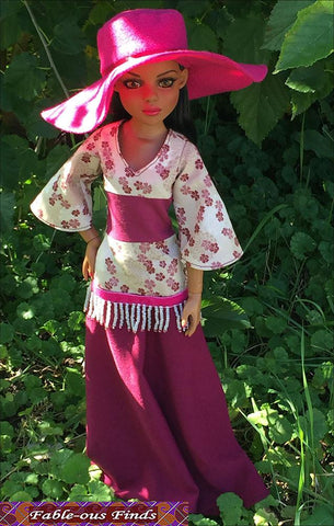 Fable-ous Finds Ellowyne Bohemian Beauty Maxi Dress and Floppy Hat Pattern for Ellowyne Dolls larougetdelisle