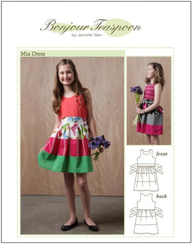 Bonjour Teaspoon Girls Mia Dress Pattern for Girls 5-14 larougetdelisle