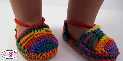 Sweet Pea Fashions Shoes Carmen Crocheted Espadrilles 18" Doll Shoes larougetdelisle