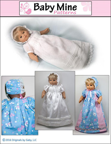 Baby Mine Bitty Baby/Twin Christening Gown 15" Baby Doll Clothes Pattern larougetdelisle