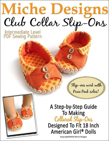 Miche Designs Shoes Club Collar Slip-Ons 18" Doll Shoes larougetdelisle