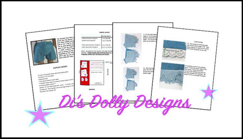 Di's Dolly Designs WellieWishers Seaside Crop Pants & Shorts 14-14.5" Doll Clothes Pattern larougetdelisle