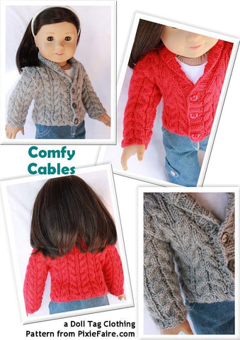 Doll Tag Clothing Knitting Comfy Cables Knitting Pattern larougetdelisle