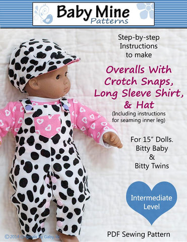 Baby Mine Bitty Baby/Twin Overalls Bundle 15" Baby Doll Clothes Pattern larougetdelisle